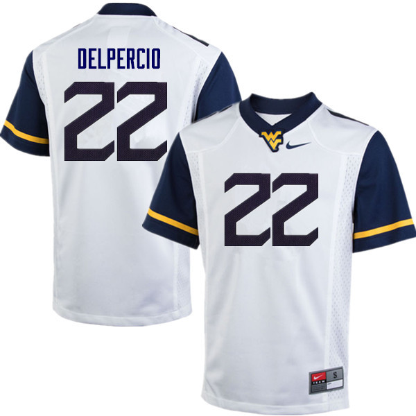 Men #22 Anthony Delpercio West Virginia Mountaineers College Football Jerseys Sale-White - Click Image to Close